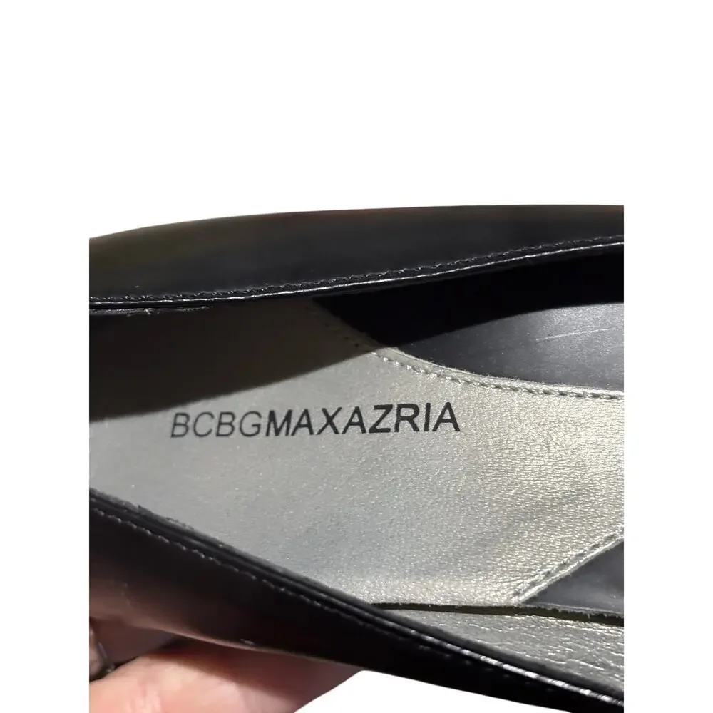 BCBGMaxaria black 8.5 wedge worn once euc like new